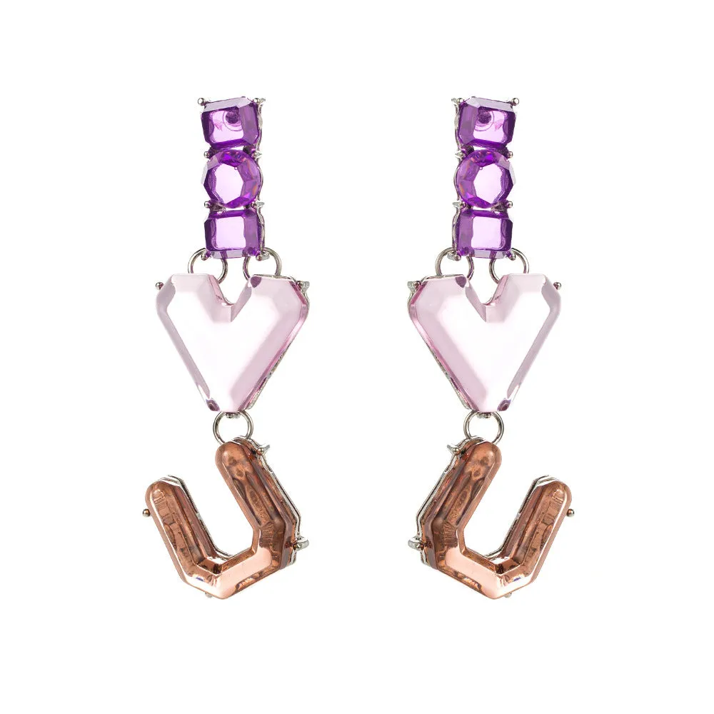Wholesale Multi-layer Resin Letter Heart Earrings