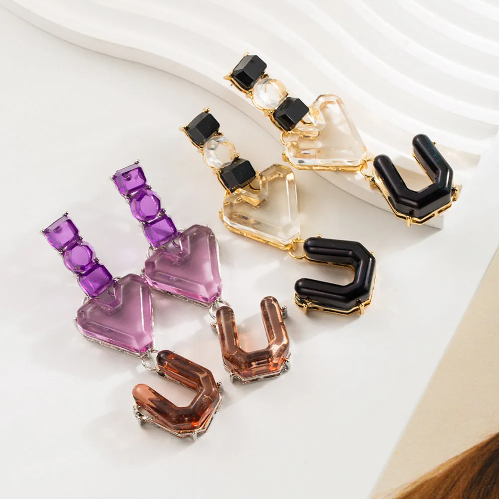 Wholesale Multi-layer Resin Letter Heart Earrings