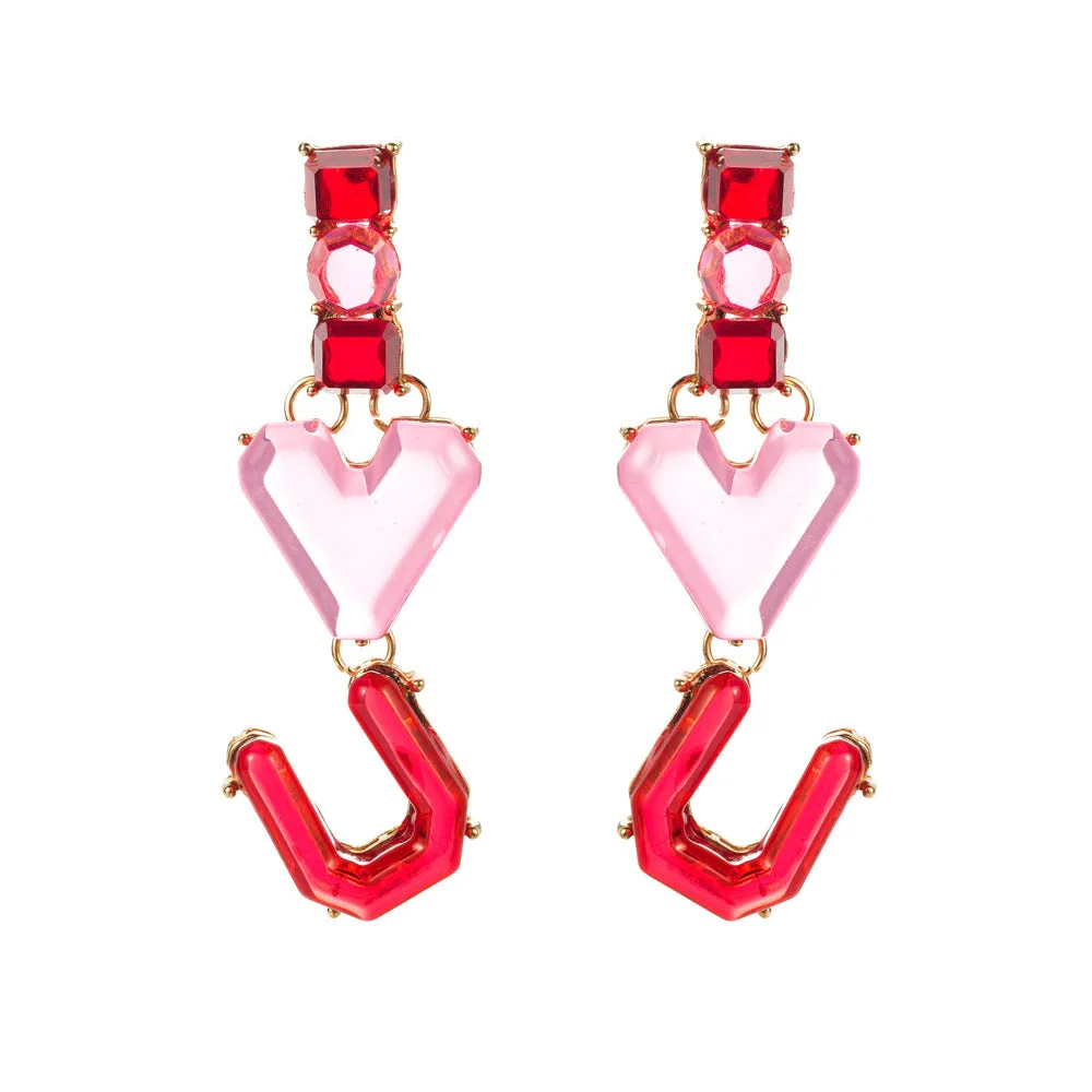 Wholesale Multi-layer Resin Letter Heart Earrings