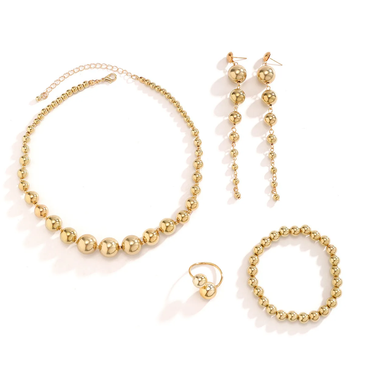 Wholesale Multi-layer Tassel Beaded Metal Bracelet Set