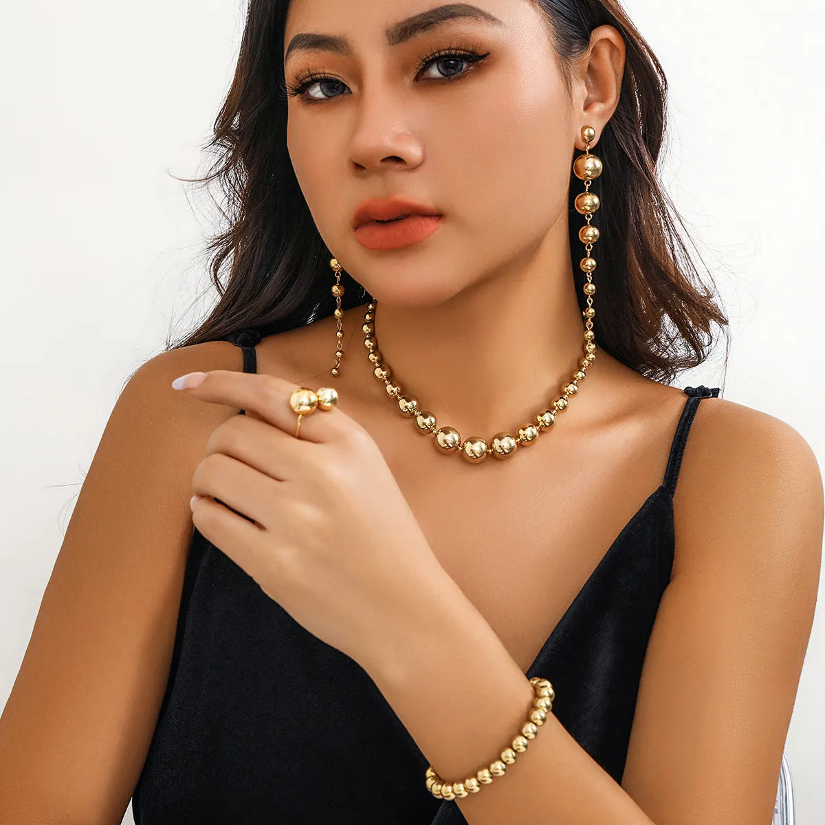 Wholesale Multi-layer Tassel Beaded Metal Bracelet Set