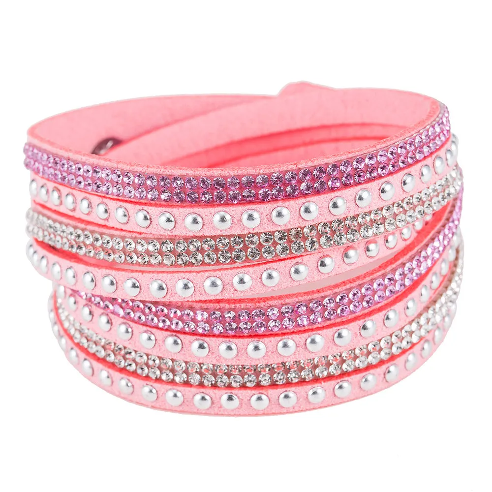 Wholesale Multi-layer Winding Diamond Inlaid Alloy Bracelets