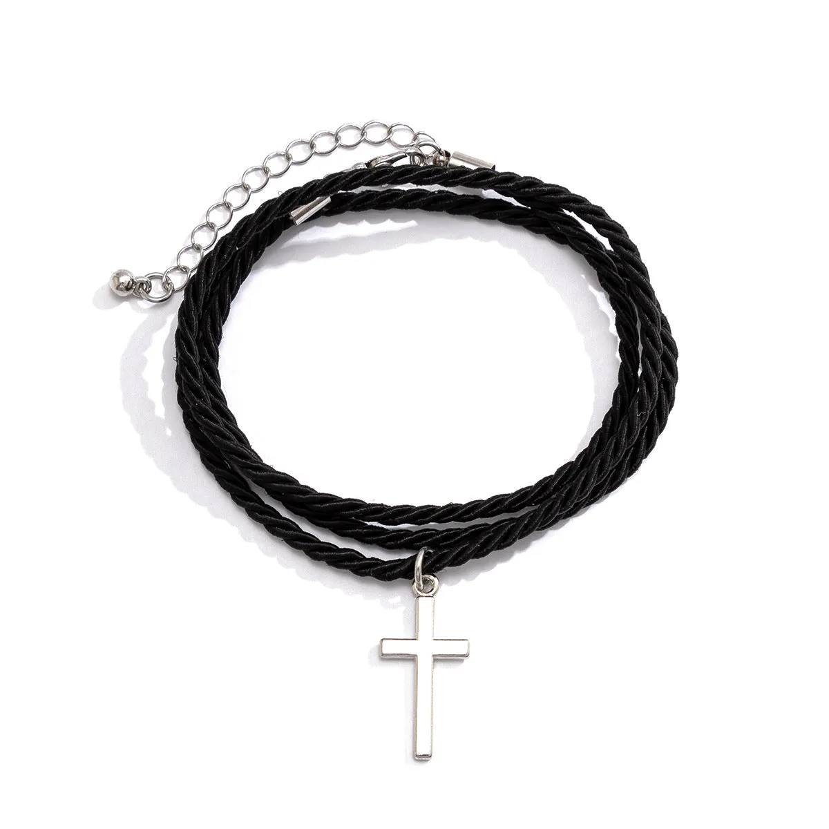 Wholesale Multi-layered braided cross bracelet for men
