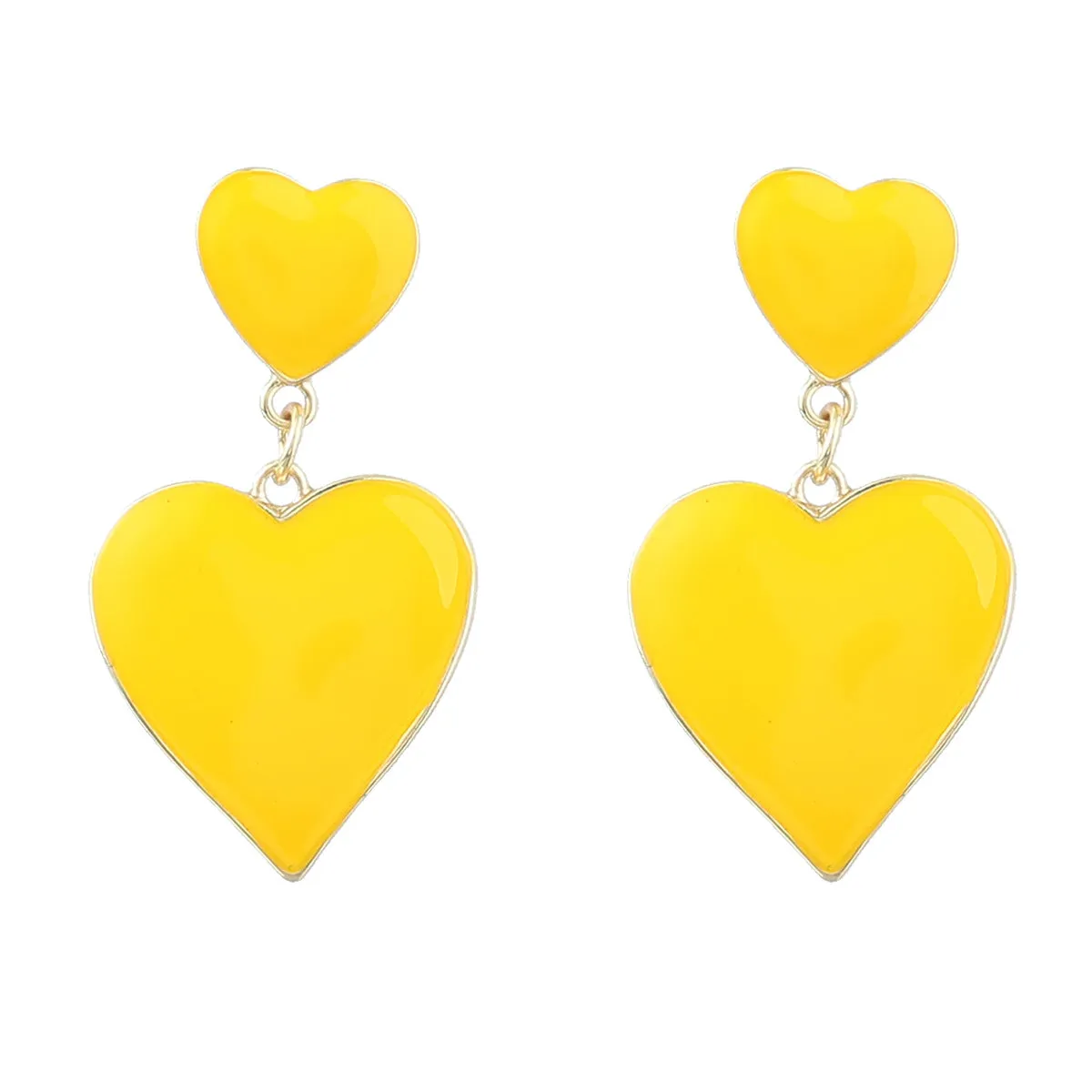 Wholesale Multi-layered Love-shaped Alloy Oil Dripping Earrings