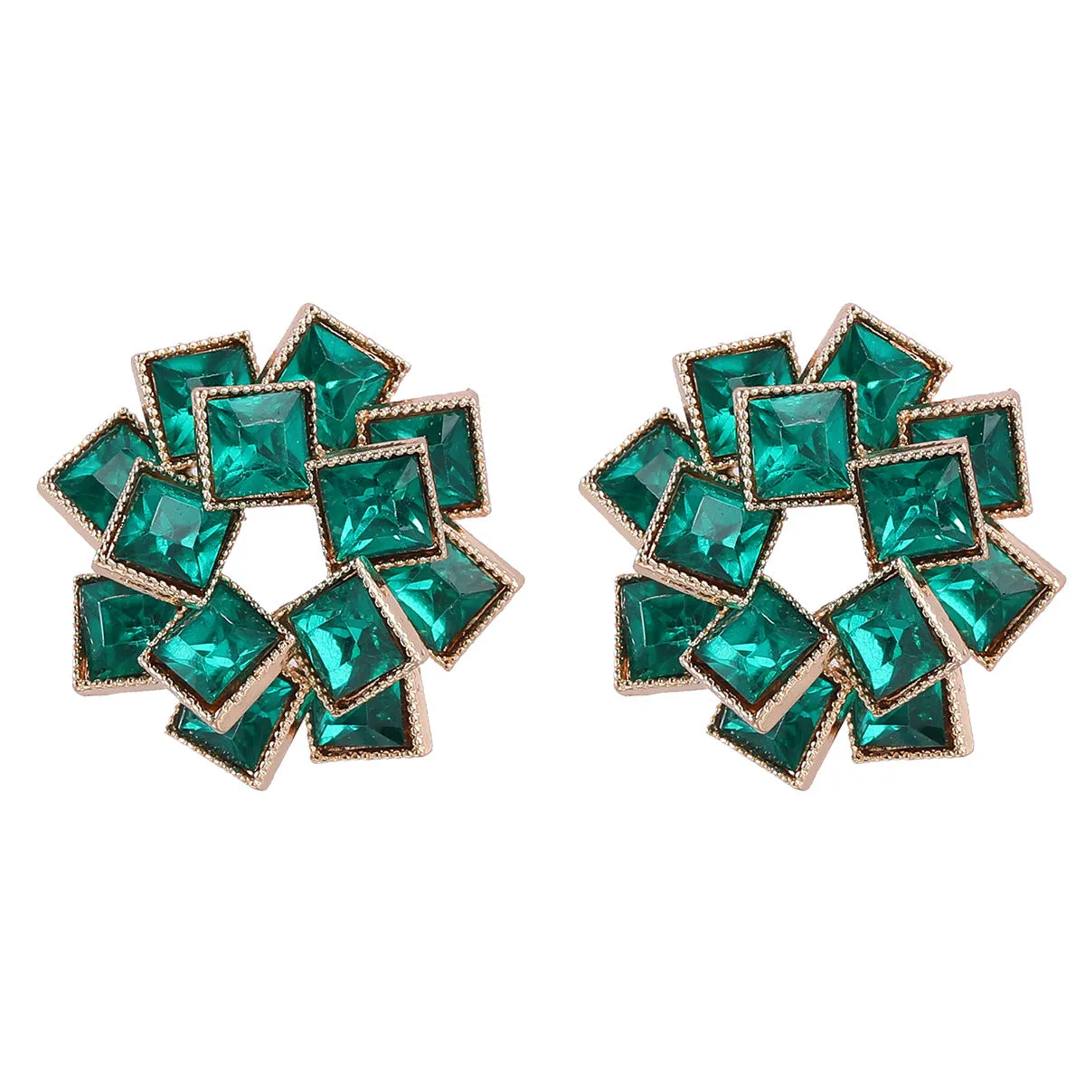 Wholesale Multi-layered Square Rhinestone Pinwheel-shaped Alloy Diamond Earrings