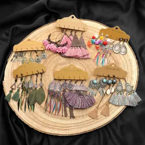 Wholesale Multi-piece Set Boho Tassel Flower Earrings