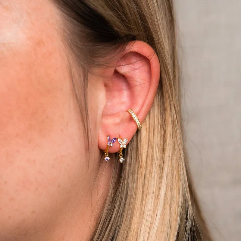 Wholesale Multicolor Zircon Rhinestone Butterfly Earrings