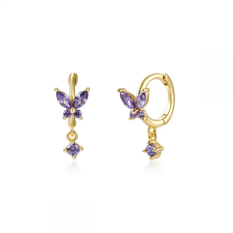 Wholesale Multicolor Zircon Rhinestone Butterfly Earrings