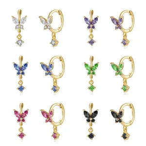 Wholesale Multicolor Zircon Rhinestone Butterfly Earrings
