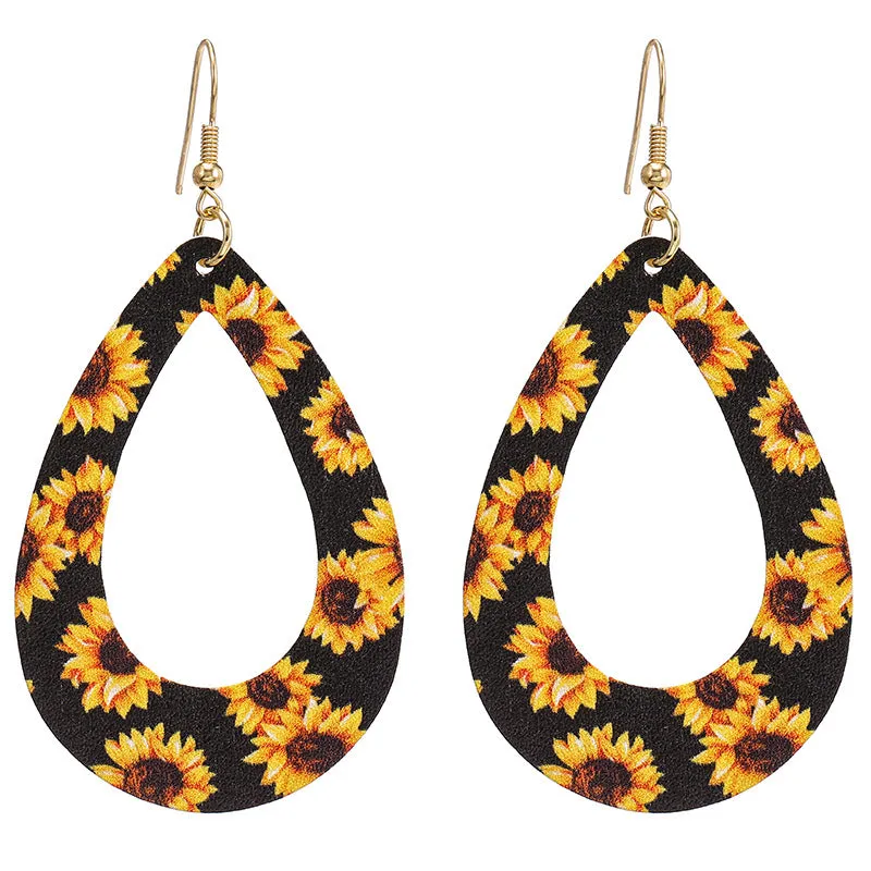 Wholesale Multilayer Leather Magnet Buckle Little Daisy Leopard Bracelet Jewelry Set