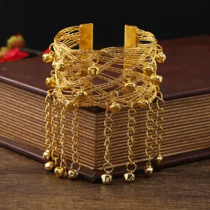 Wholesale National style bell tassel wide bracelet female retro dance arm bracelet
