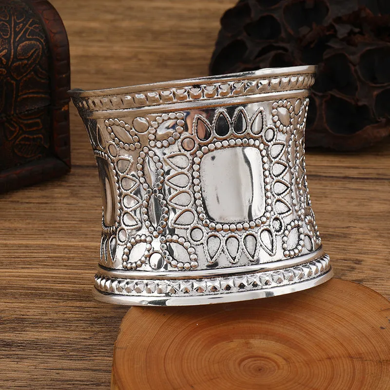 Wholesale National style wide concave retro pattern Bohemian women's personality bracelet