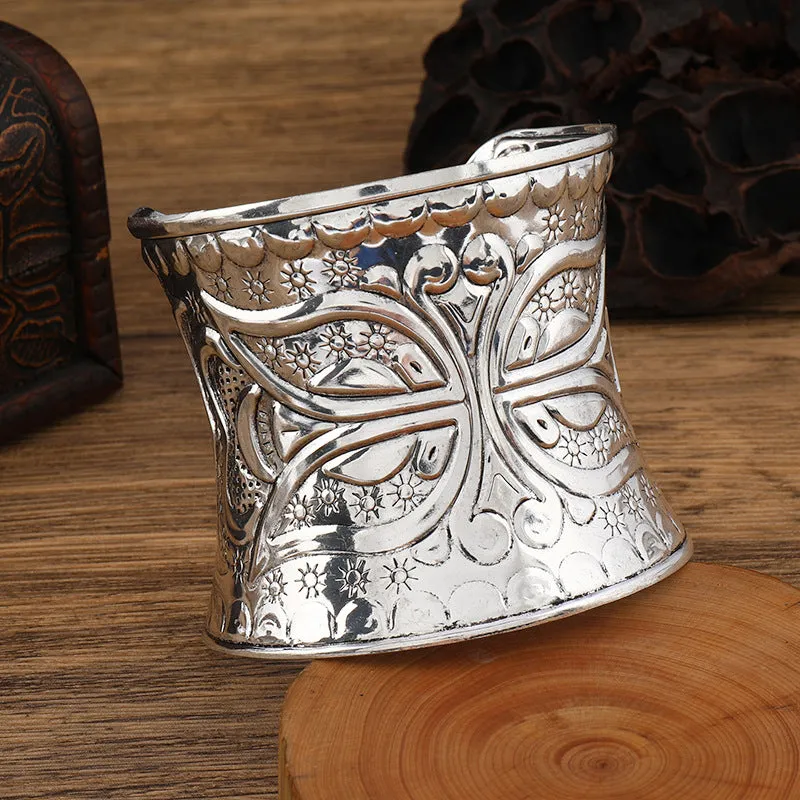 Wholesale National style wide concave retro pattern Bohemian women's personality bracelet