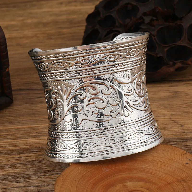 Wholesale National style wide concave retro pattern Bohemian women's personality bracelet