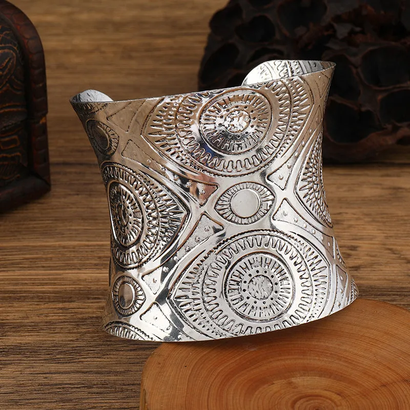 Wholesale National style wide concave retro pattern Bohemian women's personality bracelet