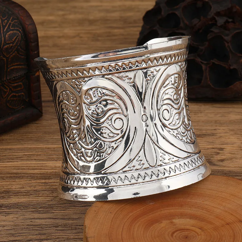 Wholesale National style wide concave retro pattern Bohemian women's personality bracelet