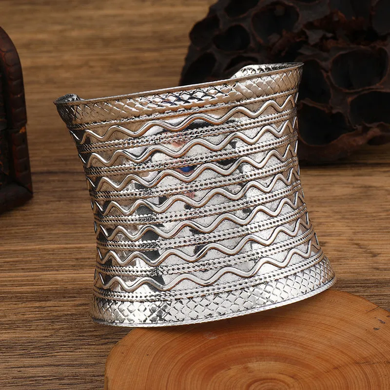 Wholesale National style wide concave retro pattern Bohemian women's personality bracelet