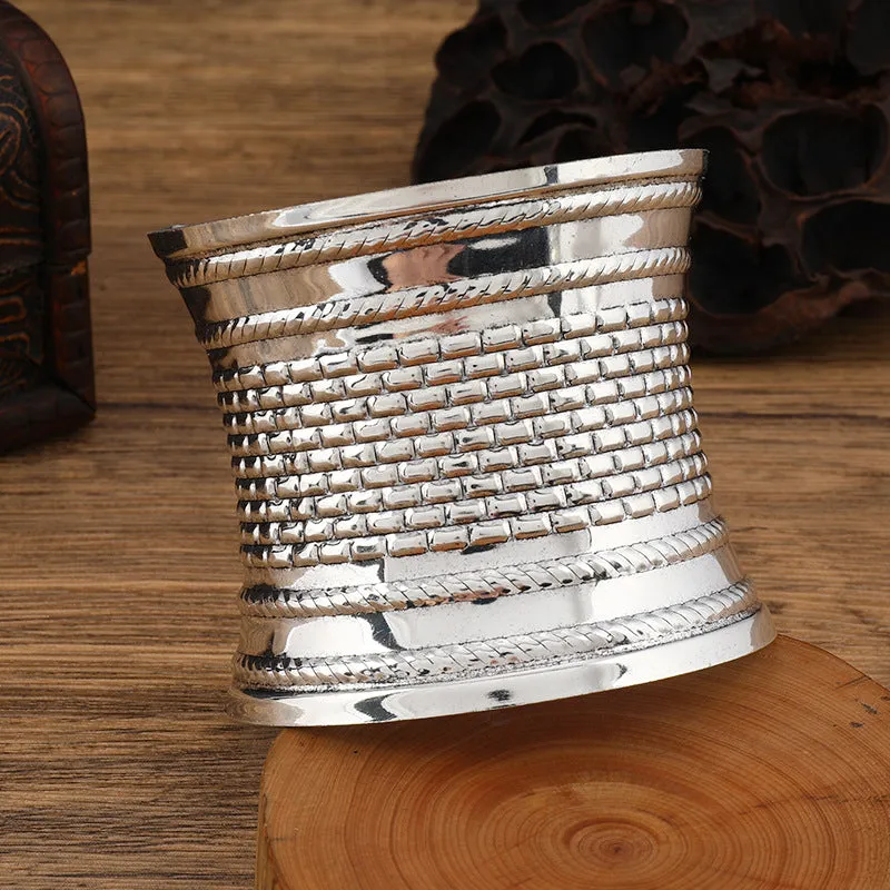 Wholesale National style wide concave retro pattern Bohemian women's personality bracelet