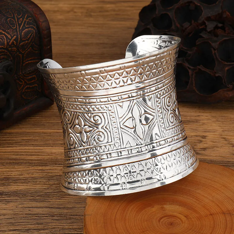 Wholesale National style wide concave retro pattern Bohemian women's personality bracelet