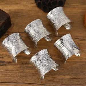 Wholesale National style wide concave retro pattern Bohemian women's personality bracelet