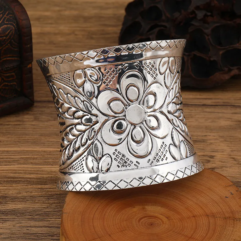 Wholesale National style wide concave retro pattern Bohemian women's personality bracelet