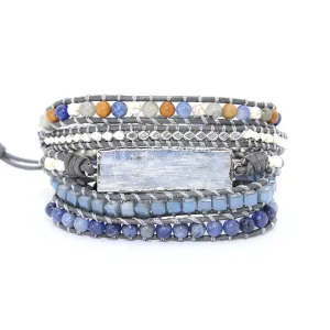 Wholesale Natural Blue Gold Handmade Woven Agate Bracelets