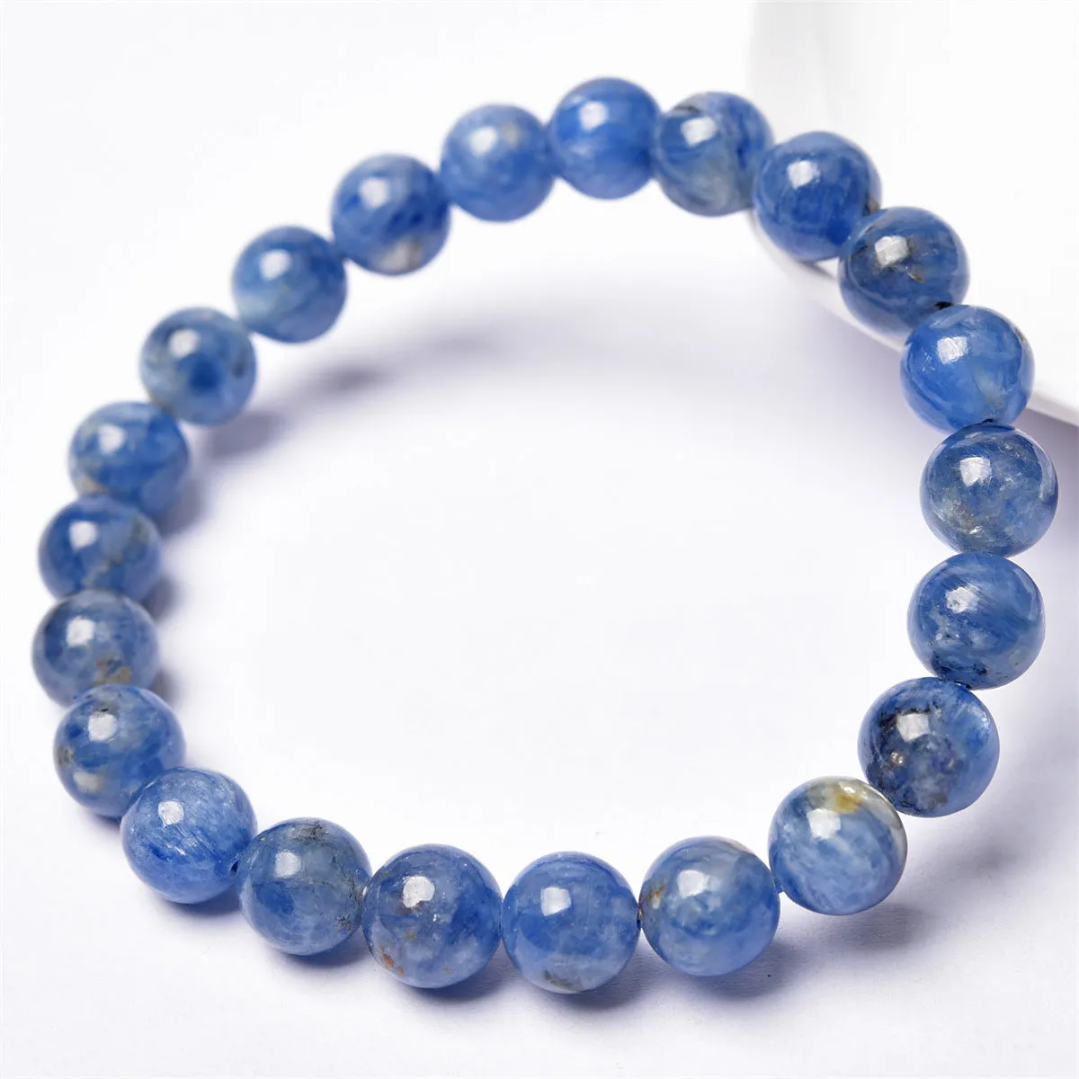 Wholesale Natural Brazil Kyanite Single Circle Bracelet Blue Velvet Crystal Round Bead Bracelet
