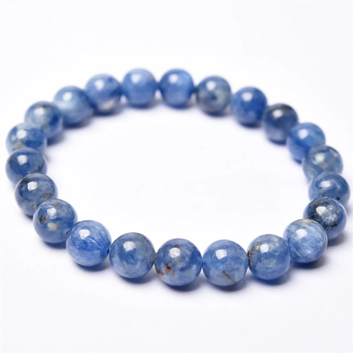 Wholesale Natural Brazil Kyanite Single Circle Bracelet Blue Velvet Crystal Round Bead Bracelet