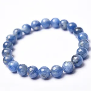Wholesale Natural Brazil Kyanite Single Circle Bracelet Blue Velvet Crystal Round Bead Bracelet