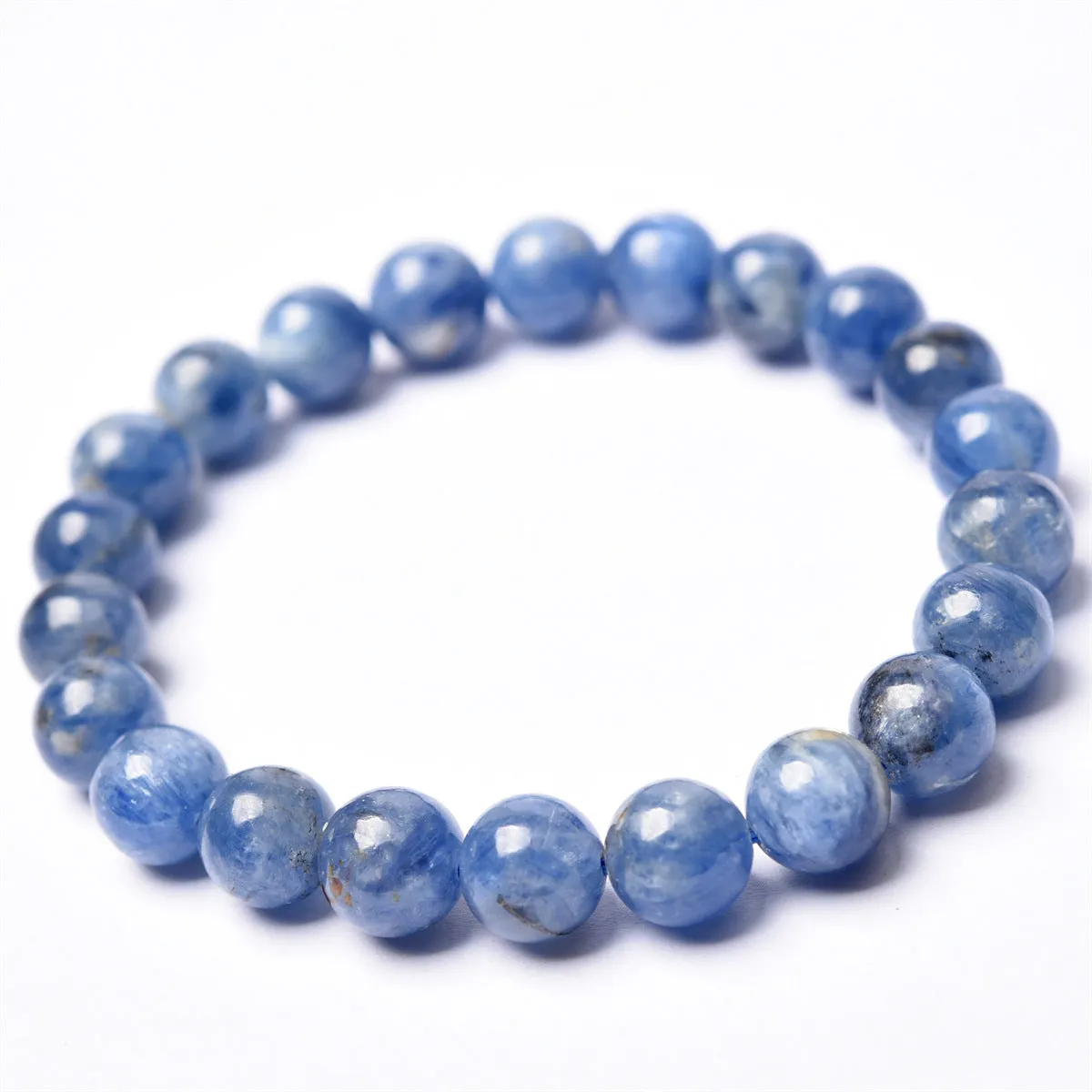 Wholesale Natural Brazil Kyanite Single Circle Bracelet Blue Velvet Crystal Round Bead Bracelet