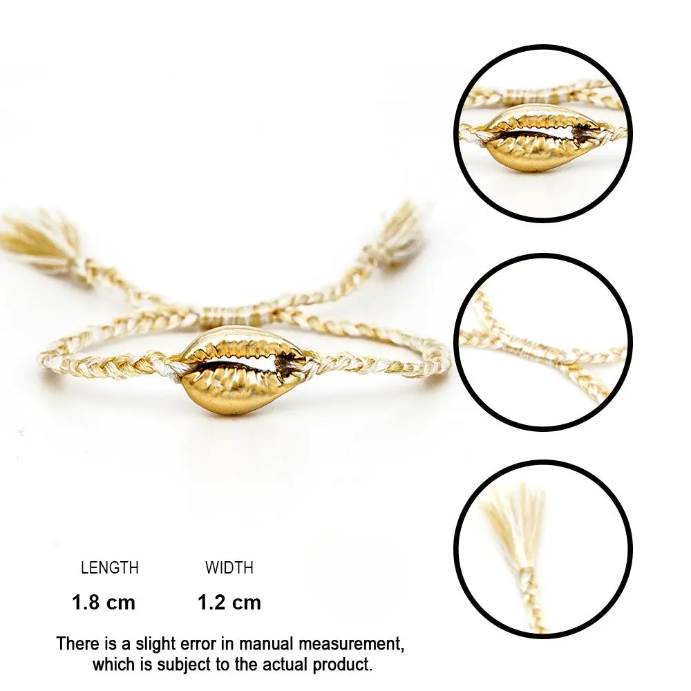 Wholesale Natural Shell Gold Plated Drip Oil Hand Woven Rope Tassel Bracelet