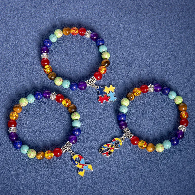 Wholesale Natural Shi Caiyu Caring for Children's Love Ribbon Pendant Bracelet