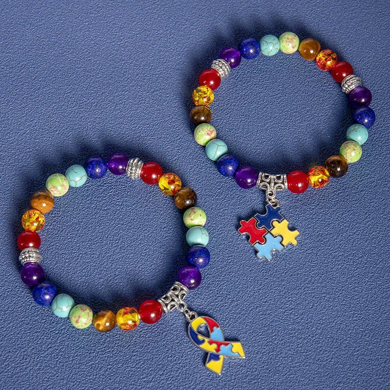 Wholesale Natural Shi Caiyu Caring for Children's Love Ribbon Pendant Bracelet
