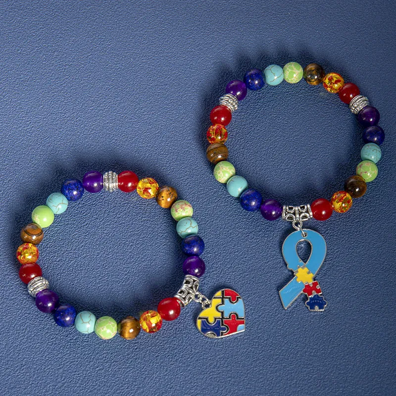 Wholesale Natural Shi Caiyu Caring for Children's Love Ribbon Pendant Bracelet