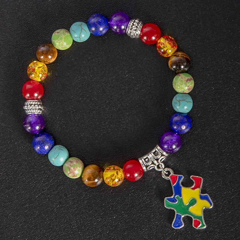 Wholesale Natural Shi Caiyu Caring for Children's Love Ribbon Pendant Bracelet