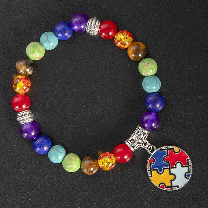 Wholesale Natural Shi Caiyu Caring for Children's Love Ribbon Pendant Bracelet