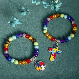 Wholesale Natural Shi Caiyu Caring for Children's Love Ribbon Pendant Bracelet