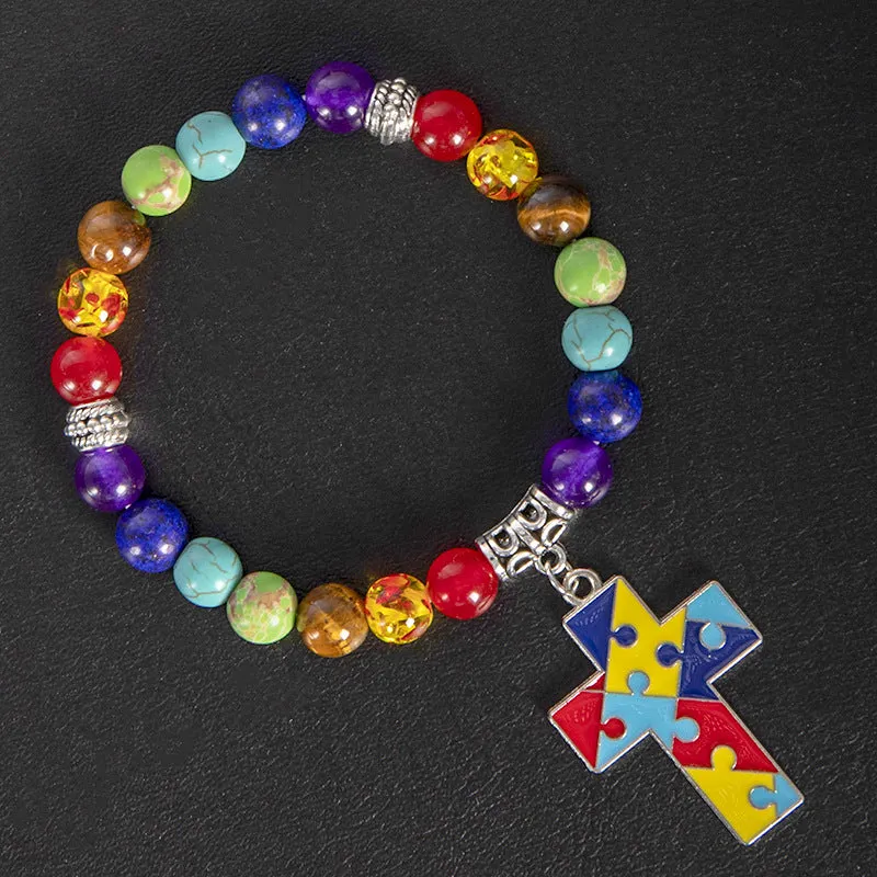 Wholesale Natural Shi Caiyu Caring for Children's Love Ribbon Pendant Bracelet