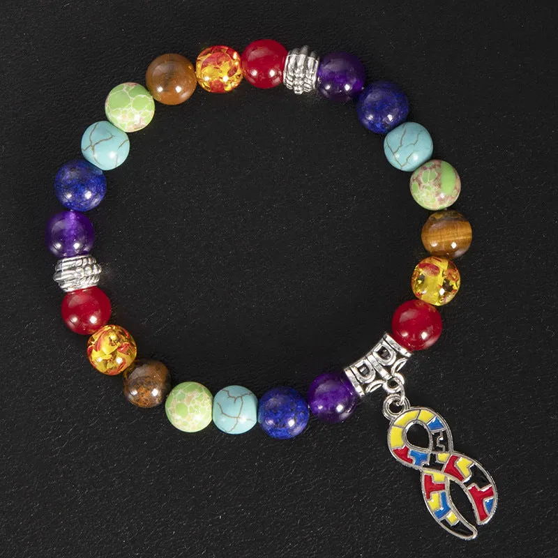Wholesale Natural Shi Caiyu Caring for Children's Love Ribbon Pendant Bracelet