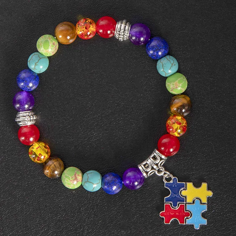 Wholesale Natural Shi Caiyu Caring for Children's Love Ribbon Pendant Bracelet