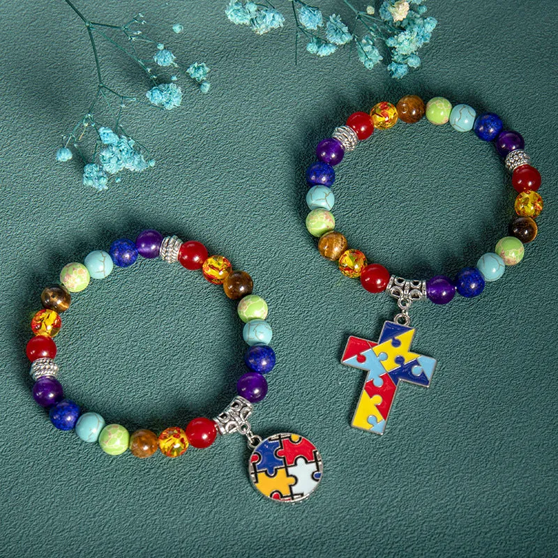 Wholesale Natural Shi Caiyu Caring for Children's Love Ribbon Pendant Bracelet