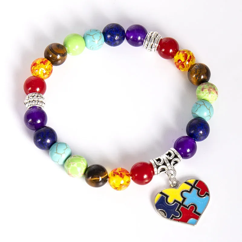 Wholesale Natural Shi Caiyu Caring for Children's Love Ribbon Pendant Bracelet