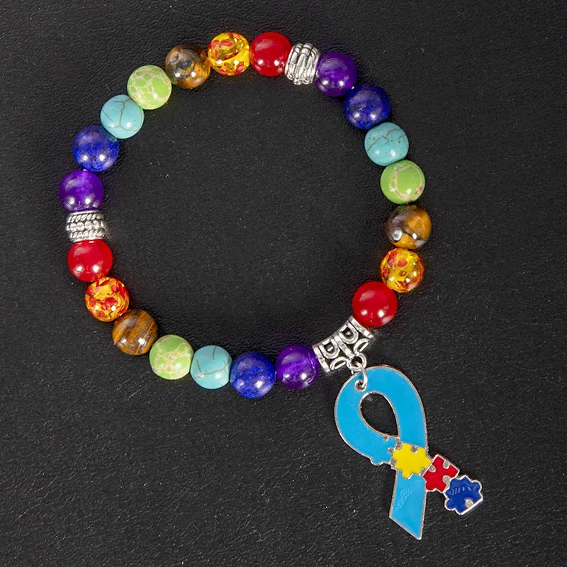 Wholesale Natural Shi Caiyu Caring for Children's Love Ribbon Pendant Bracelet