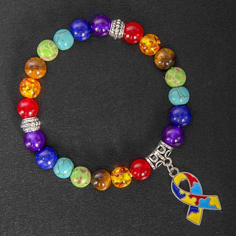 Wholesale Natural Shi Caiyu Caring for Children's Love Ribbon Pendant Bracelet