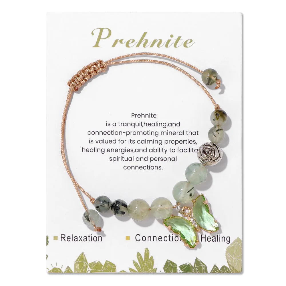 Wholesale Natural Stone Amethyst Butterfly Pendant Handwoven Bracelet