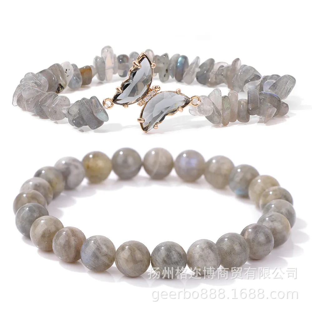 Wholesale Natural Stone Amethyst Gravel Double Layer Lapis Lazuli Bracelet