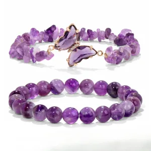 Wholesale Natural Stone Amethyst Gravel Double Layer Lapis Lazuli Bracelet