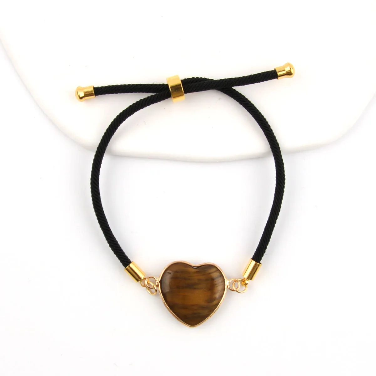 Wholesale Natural Stone Amethyst Heart-shaped Edge Adjustable Love Bracelet