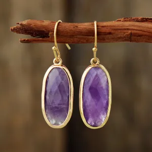 Wholesale Natural Stone Amethyst Pendant Earrings