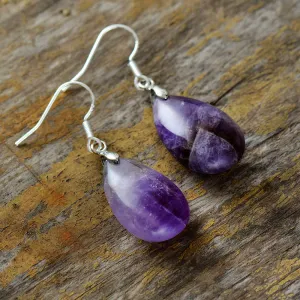 Wholesale Natural Stone Amethyst Plated 925 Silver Earrings
